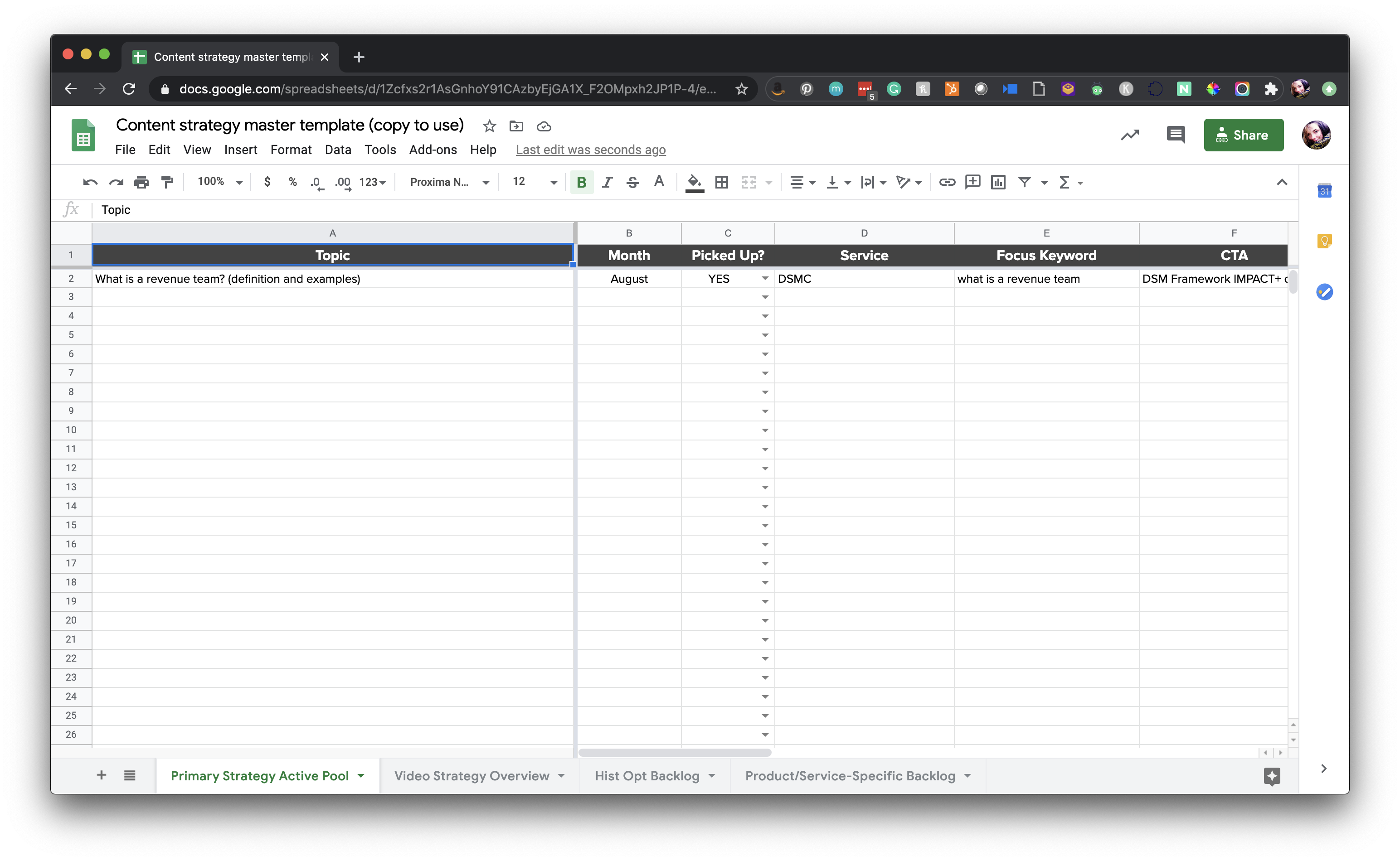 Content calendar template for digital marketers (updated for 2021